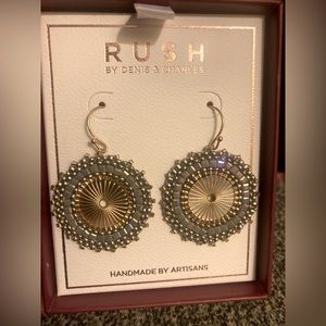 Rush handmade earrings by Denis & Charles. Gold and silver. NIB